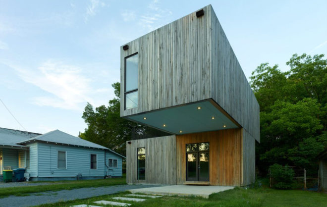 Cantilever House, prefab house, Little Rock, affordable housing, prefab home, Arkansas, modular house, modular design, prefab, roof deck, lightweight structure
