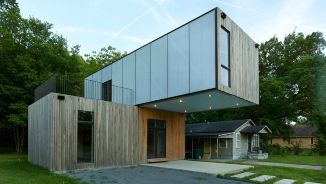 Cantilever House, prefab house, Little Rock, affordable housing, prefab home, Arkansas, modular house, modular design, prefab, roof deck, lightweight structure
