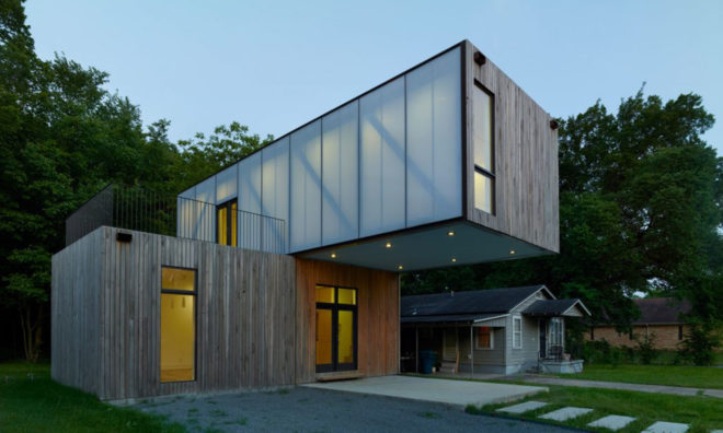 Cantilever House, prefab house, Little Rock, affordable housing, prefab home, Arkansas, modular house, modular design, prefab, roof deck, lightweight structure