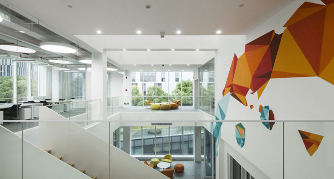 Caohejing Hi-tech Park , Caohejing Hi-tech Park Development Corporation (CHJ), start-up incubator, business incubator, Shanghai, green renovation, Schmidt Hammer Lassen, aluminum facade, perforated facade, natural light