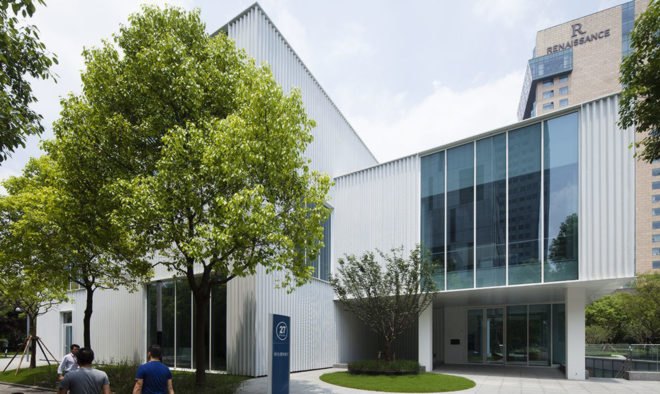 Caohejing Hi-tech Park , Caohejing Hi-tech Park Development Corporation (CHJ), start-up incubator, business incubator, Shanghai, green renovation, Schmidt Hammer Lassen, aluminum facade, perforated facade, natural light