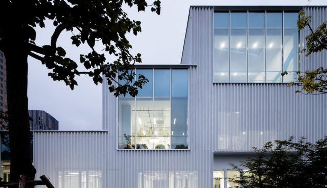 Caohejing Hi-tech Park , Caohejing Hi-tech Park Development Corporation (CHJ), start-up incubator, business incubator, Shanghai, green renovation, Schmidt Hammer Lassen, aluminum facade, perforated facade, natural light