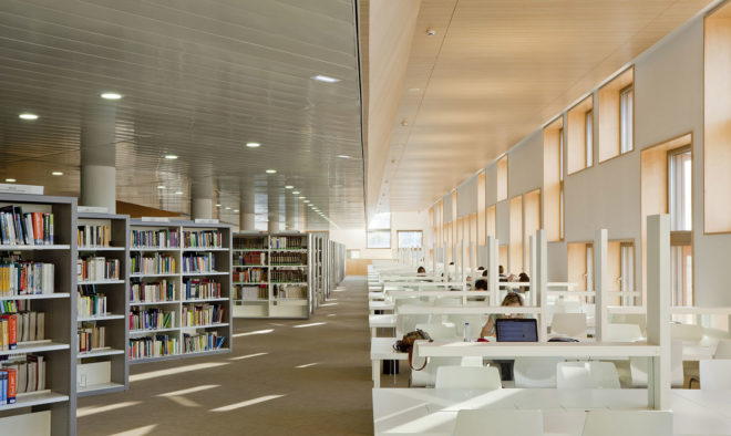 Madrid Carlos III University, Carmen Martín Gaite, LEED Platinum certification, educational building, ceramic panels, ceramic facade, Beldarrain, green architecture, LEED building