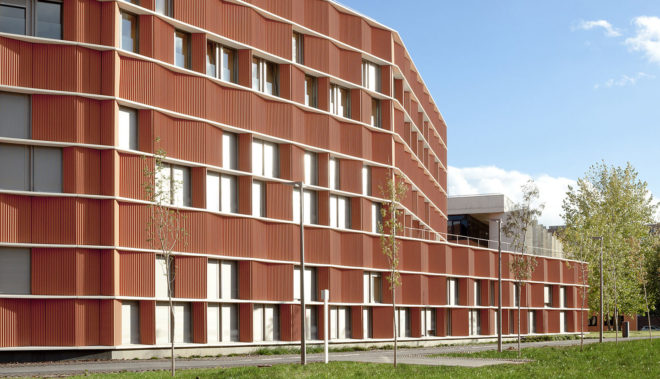 Madrid Carlos III University, Carmen Martín Gaite, LEED Platinum certification, educational building, ceramic panels, ceramic facade, Beldarrain, green architecture, LEED building