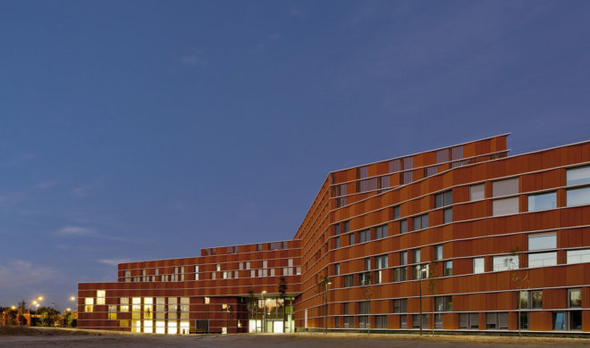 Madrid Carlos III University, Carmen Martín Gaite, LEED Platinum certification, educational building, ceramic panels, ceramic facade, Beldarrain, green architecture, LEED building