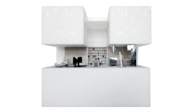 Casa en una Casa, House within a house, Plural architects, detached house, Slovakia, swimming pool, natural light, rear garden, storage spaces, green architecture