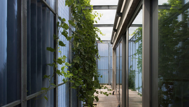 Casa en una Casa, House within a house, Plural architects, detached house, Slovakia, swimming pool, natural light, rear garden, storage spaces, green architecture
