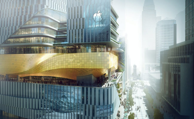 Chongqing Xinhua Bookstore Group Jiefangbei Book City Mixed-use Project, Mountain City, China, Aedas, mixed-use tower, mixed-use development, green architecture, sky plaza, public plaza, green terrace