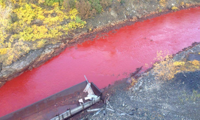 russia, siberia, Norilsk, Daldykan River, russian river turned red, pollution, industrial pollution, metallurgy, Nadezhda Metallurgical Plant, nickel