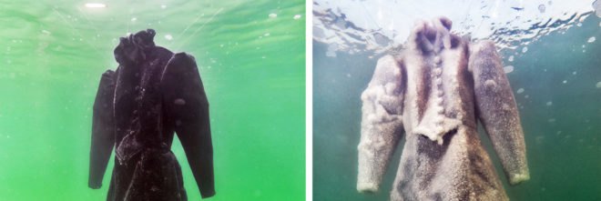 Sigalit Landau, Marlborough Contemporary, Salt Bride by Sigalit Landau, Salt Bride, Dead Sea dress, Dead Sea salt, underwater photography, art exhibit