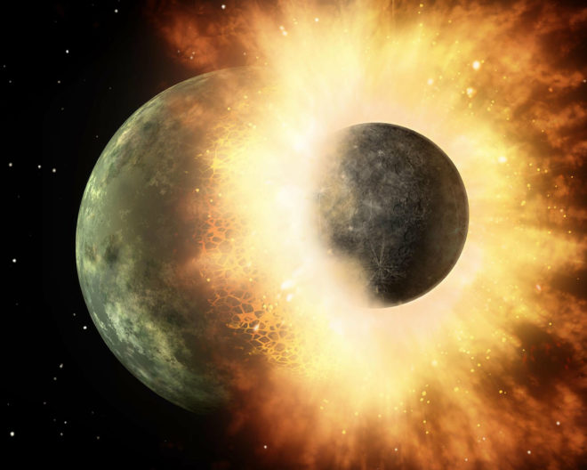 Moon, moon formation, moon forming, space, space collision, solar system, early solar system, early solar system violence, collision, moon origin, moon rocks, Apollo moon rocks