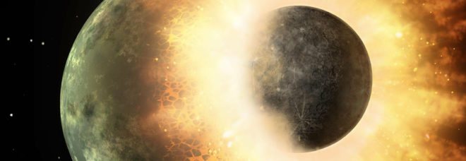 Moon, moon formation, moon forming, space, space collision, solar system, early solar system, early solar system violence, collision, moon origin, moon rocks, Apollo moon rocks