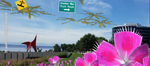 tamiko thiel, gardens of the anthropocene, seattle art museum, olympic sculpture park, futuristic plants, augmented reality, ar installation, climate change plants, global warming plants