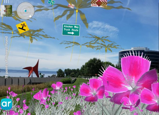 tamiko thiel, gardens of the anthropocene, seattle art museum, olympic sculpture park, futuristic plants, augmented reality, ar installation, climate change plants, global warming plants
