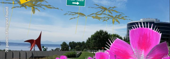 tamiko thiel, gardens of the anthropocene, seattle art museum, olympic sculpture park, futuristic plants, augmented reality, ar installation, climate change plants, global warming plants