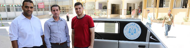 Gaza, Gaza Strip, Palestine, Al Azhar University Gaza, mechatronics engineering, engineering, engineers, solar power, solar energy, renewable energy, energy, fuel, fuel crisis, electricity crisis, solar car, solar-powered car, solar power car, electricity, electricity shortage, fuel shortage