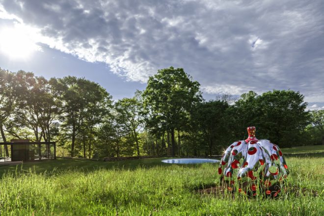 Glass House Dots Obsession by Yayoi Kusama, Glass House art installation, Glass House 10th anniversary, Dots Obsession by Yayoi Kusama, Narcissus Garden by Yayoi Kusama, Pepsi red polka dots
