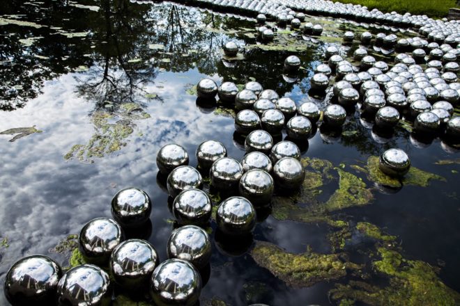 Glass House Dots Obsession by Yayoi Kusama, Glass House art installation, Glass House 10th anniversary, Dots Obsession by Yayoi Kusama, Narcissus Garden by Yayoi Kusama, Pepsi red polka dots