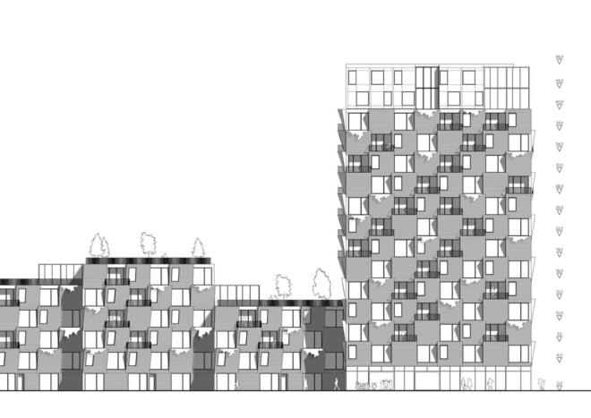 Hanging Gardens Tower by Studio LOKAL, residential tower farmers market, residential tower grow your own vegetables, Hanging Gardens Tower in Copenhagen,