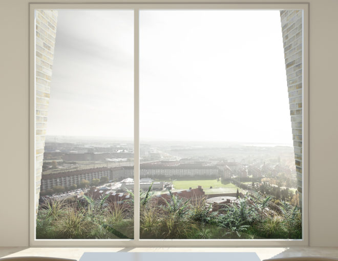 Hanging Gardens Tower by Studio LOKAL, residential tower farmers market, residential tower grow your own vegetables, Hanging Gardens Tower in Copenhagen,