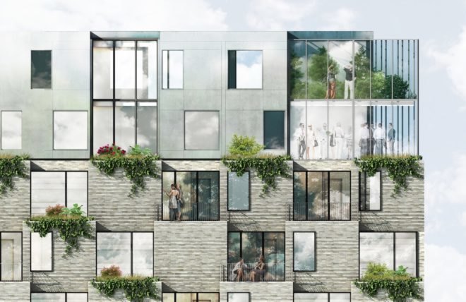 Hanging Gardens Tower by Studio LOKAL, residential tower farmers market, residential tower grow your own vegetables, Hanging Gardens Tower in Copenhagen,