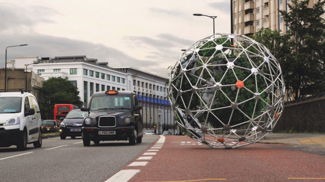 Hortum machina, Hortum machine B, Interactive Architecture Lab, University College London, Buckminster Fuller, geodesic dome, mobile ecosystem, autonomous garden, garden, botanical, London, robotics, electrodes,