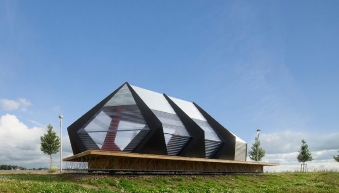 KAPKAR/ SF – P7S, temporary pavilion, corrugated steel, plywood, The Netherlands, Frank Havermans, green architecture, temporary structure