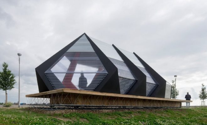 KAPKAR/ SF – P7S, temporary pavilion, corrugated steel, plywood, The Netherlands, Frank Havermans, green architecture, temporary structure