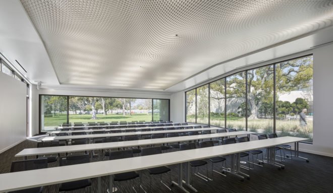 Kaplan Family Pavilion, City of Hope, research and treatment center, outdoor garden, LEED Platinum certification, pavilion, Belzberg Architects, medical center, green architecture, LEDs, LED lighting, concrete walls, drought-tolerant plant species