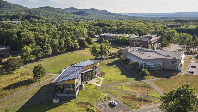 Kern Center, R.W. Kern Center, Hampshire College Kern Center, Hampshire College R.W. Kern Center, Hampshire College, Massachusetts, R.W. Kern Center by Bruner/Cott & Associates, Bruner/Cott & Associates, Bruner Cott, Living Building Challenge, solar power, rainwater harvesting, composting toilets, green building, sustainable building, green architecture, sustainable architecture, architecture, college center, college campus, sustainable college