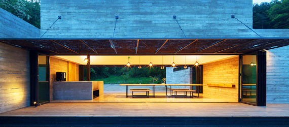 Korean Dandelion Farm, Archihood WXY, dandelion farm in South Korea, concrete and wood retreat, courtyard retreat in South Korea, medicine production facility in South Korea