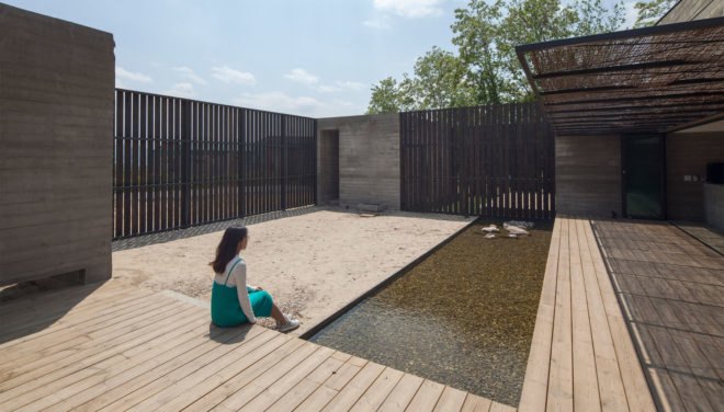 Korean Dandelion Farm, Archihood WXY, dandelions, South Korea, concrete, green retreat, courtyard, green architecture