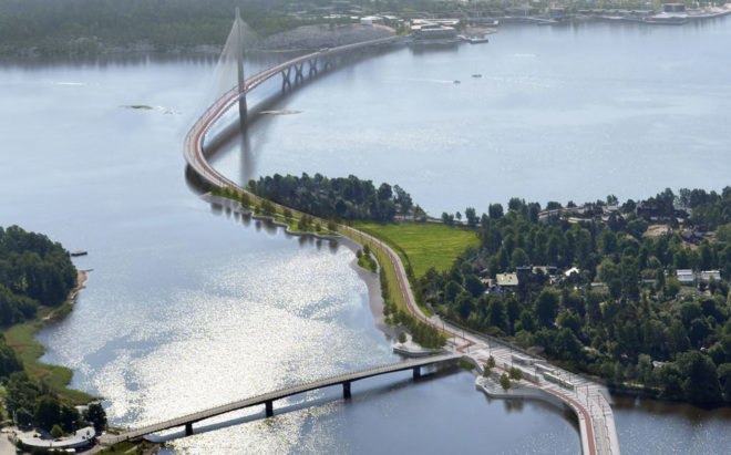 Knight Architects, WSP Finland, Kruunusillat bridge, pedestrian bridge, Finland, longest bridge in Finland, Helsinki, cable-stayed bridge, walkway, cyclists, pedestrian-friendly design