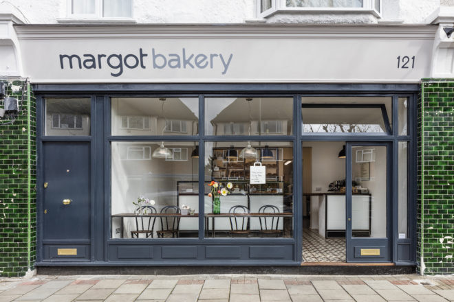 Margot Craft Bakery by Lucy Tauber, Margot Craft Bakery in London, adaptive reuse bakery, post office turned into bakery, adaptive reuse post office,