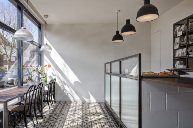 Margot Craft Bakery by Lucy Tauber, Margot Craft Bakery in London, adaptive reuse bakery, post office turned into bakery, adaptive reuse post office,
