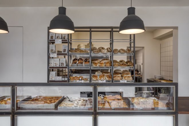 Margot Craft Bakery by Lucy Tauber, Margot Craft Bakery in London, adaptive reuse bakery, post office turned into bakery, adaptive reuse post office,