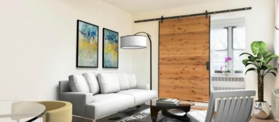 Murray Hill studio, murry hill apartments, nyc real estate, nyc condos murray hill, small spaces nyc, murray hill real estate, tiny spaces nyc, sliding barn doors, tiny space design, interior design, nyc apartment listings, small spaces, space saving tips