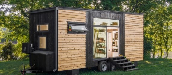 New Frontier Tiny Homes, charred cedar, Alpha Tiny House David Latimer, Zac Thomas, and Eddie Latimer, home on wheels, tiny house, vintage interiors,