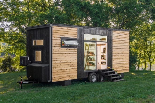 New Frontier Tiny Homes, charred cedar, Alpha Tiny House David Latimer, Zac Thomas, and Eddie Latimer, home on wheels, tiny house, vintage interiors,