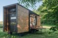 New Frontier Tiny Homes, charred cedar, Alpha Tiny House David Latimer, Zac Thomas, and Eddie Latimer, home on wheels, tiny house, vintage interiors,
