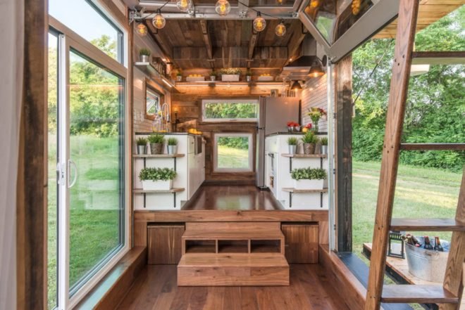 New Frontier Tiny Homes, charred cedar, Alpha Tiny House David Latimer, Zac Thomas, and Eddie Latimer, home on wheels, tiny house, vintage interiors,