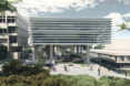 Tel Aviv University, Lorry Lokey building, green building Israel, green building Tel Aviv University, Gottesman-Szelcman Architecture, outdoor ground floor, landscaped ground floor, green college design, green university design,