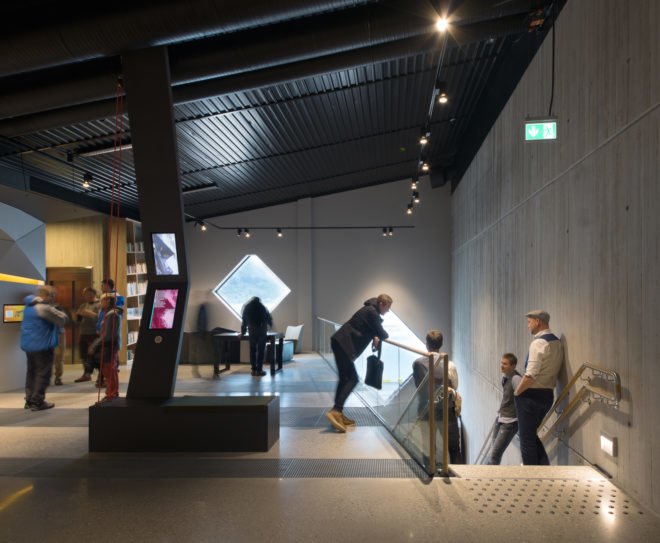 Norwegian Mountaineering Center by Reiulf Ramstad Arkitekter, Norwegian Mountaineering Center architecture, mountain inspired architecture, climbing wall in Norway, diamond shingle facade