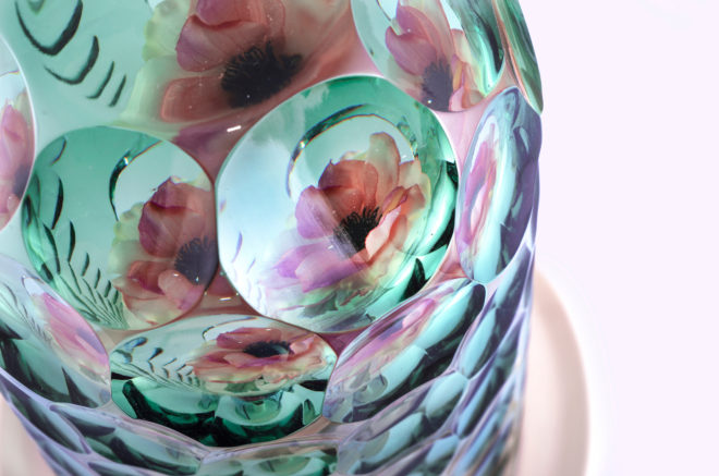 op-vase, form and seek, Bilge Nur Saltik, glass vase, kaleidoscope vase, flower vase, glass illusion, turkish vase, glass art, london design festival, london design 2016