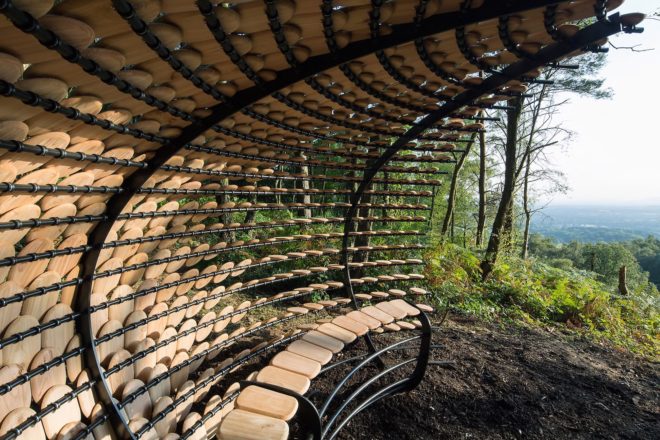Perspectives by Giles Miller Studio, Perspectives Pavilion in Surrey Hills, pavilion project by Surrey Hills Arts, Winterfold Forest pavilion, cedar shingle pavilion,