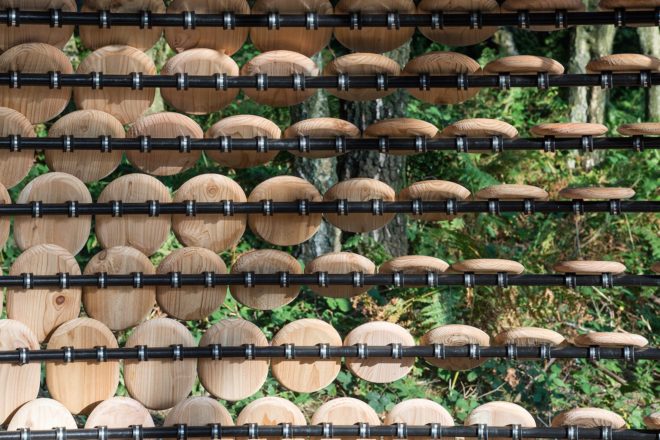 Perspectives by Giles Miller Studio, Perspectives Pavilion in Surrey Hills, pavilion project by Surrey Hills Arts, Winterfold Forest pavilion, cedar shingle pavilion,