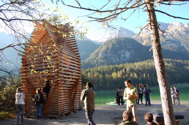 Riondolo by Giovanni Wegher, Stelvio National Park pavilion, Riondolo pavilion, Riondolo meditation, meditation pavilion, timber meditation structure, Riondolo in Stelvio National Park