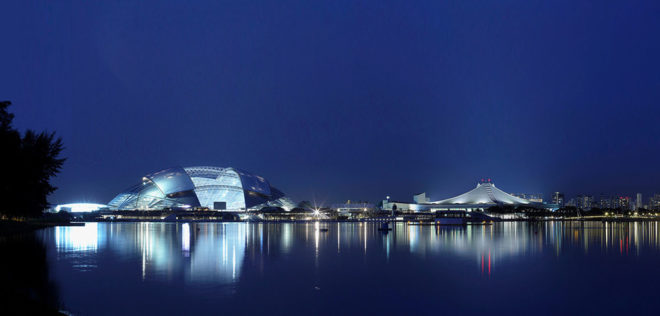 Singapore National Stadium, sports venue, Singapore, green stadium, world's largest free-span dome, LED display, LED lights, Arup, AECOM, DP Architects