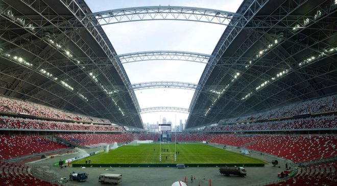 Singapore National Stadium, sports venue, Singapore, green stadium, world's largest free-span dome, LED display, LED lights, Arup, AECOM, DP Architects
