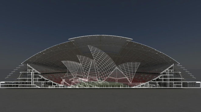 Singapore National Stadium, sports venue, Singapore, green stadium, world's largest free-span dome, LED display, LED lights, Arup, AECOM, DP Architects